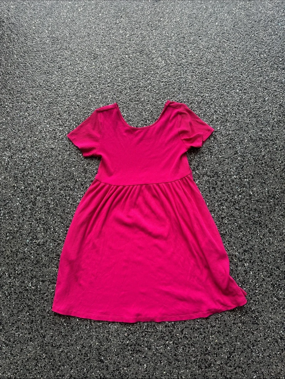 Girls' Bright Pink Short-Sleeve Skater Dress W/ Pockets